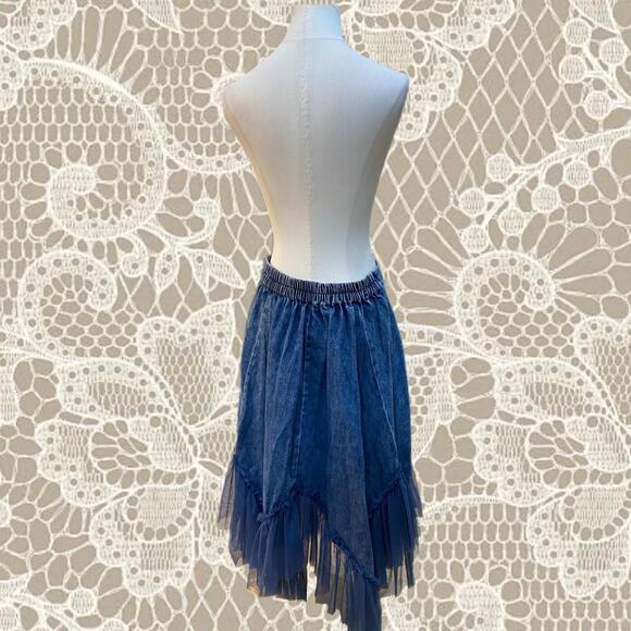 Vintage blue denim midi skirt - Picture 2 of 4